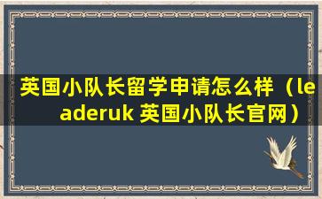 英国小队长留学申请怎么样（leaderuk 英国小队长官网）